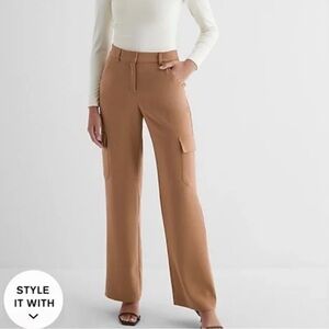 NWT Express Wide-Leg Cargo Trousers in Camel